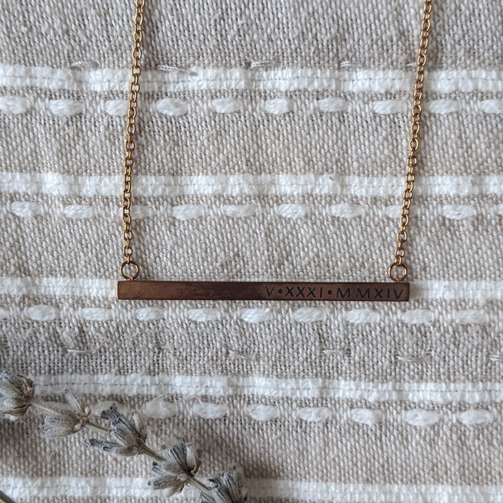 JBloom Rose Gold May Anniversary Bar Necklace